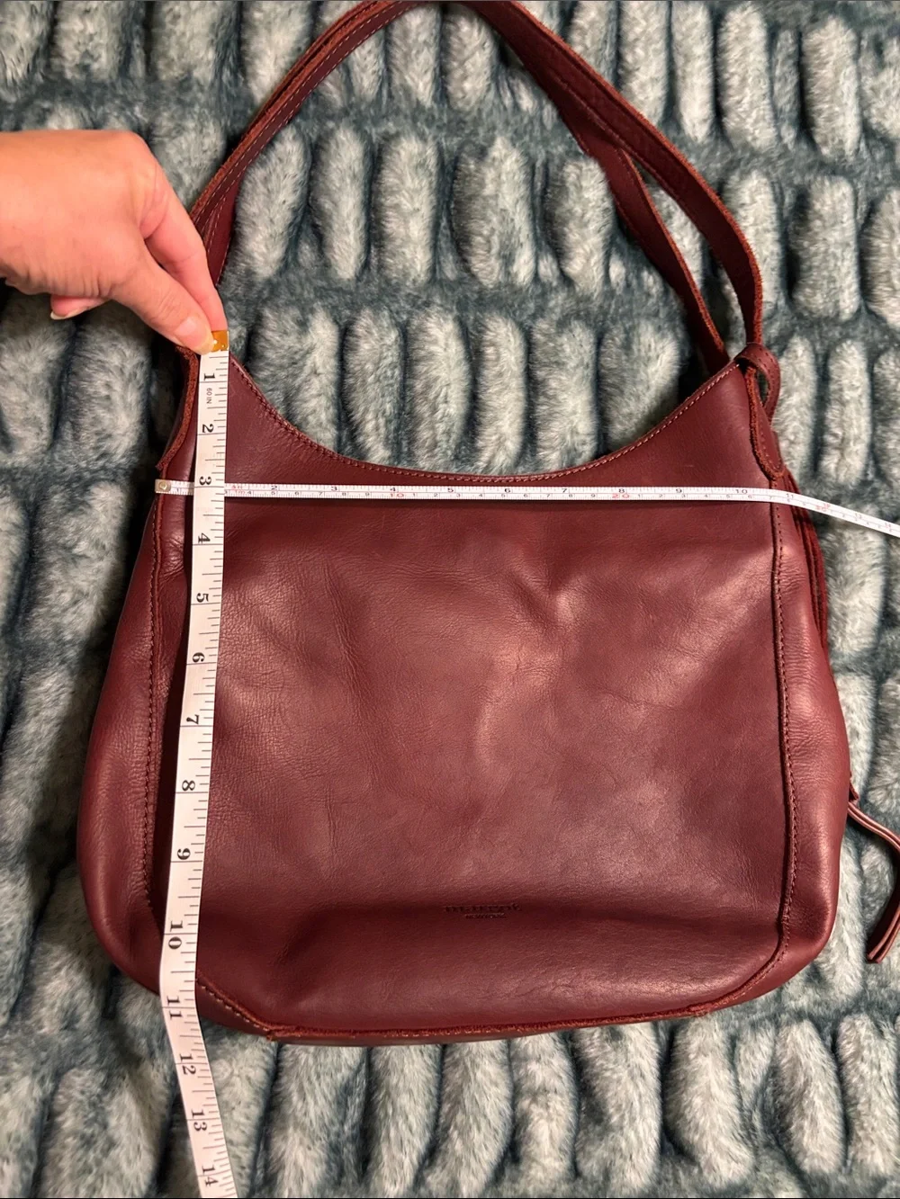 Margot New York Burgundy Genuine Leather Hobo Shoulder Bag with Tassel